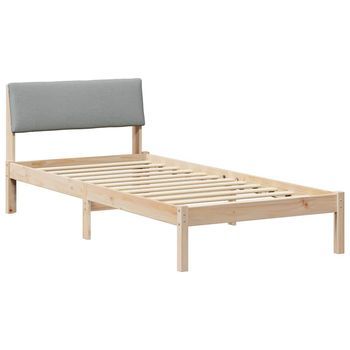 Cama Individual | Cama Para Adulto | Estructura De Cama Con Cabecera Marrón Y Gris Claro 90 X 200 Cm