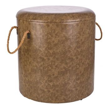 Taburete De Madera Y Canvas Gris D40x42
