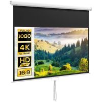 homcom pantalla de proyector manual 80 pulgadas formato 169 172x96 cm blanco