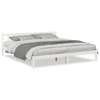 Cama Extralarga Sin Colchón Madera Maciza Pino Blanca 180x220cm Vidaxl