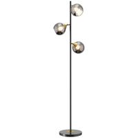 homcom lampara de pie salon en metal con 3 pantallas globales metal cromado 40w o 36 x 162h cm negro y gris   aosom espana