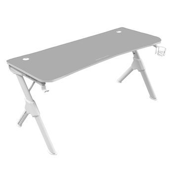 Mars Gaming Mgd140w Blanco, Mesa Gaming 140cm, Soporte Cascos+bebida, Alfombrilla Total