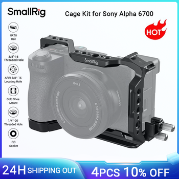 Kit de jaula SmallRig A6700 para Sony Alpha 6700, placa de liberación rápida integrada para Arca con abrazadera de Cable para montaje en zapata 4336