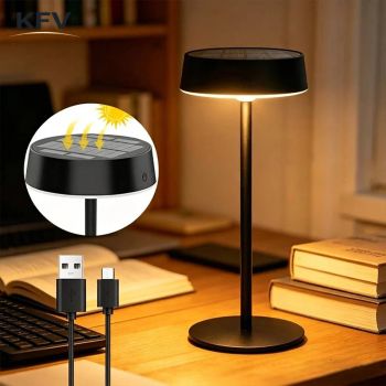 Lámpara de Escritorio LED KVF, Lámpara de Mesa Solar, para Dormitorio o Camping, Dos Métodos de Carga, 3 Temperaturas de Color, Resistente al Agua lampara de mesa lampara led escritorio lampara