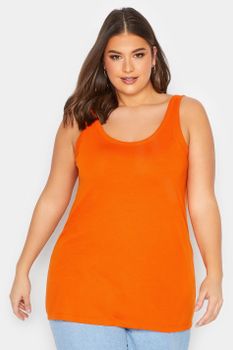 Yours Camiseta Naranja Sin Mangas, Mujer Curvy Y Tallas Grandes, Yours