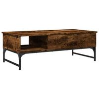 mesa de centro 100x50x35 cm madera y metal trabajados - marron