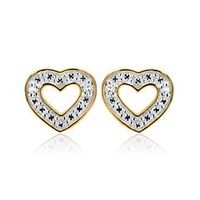 pendientes corazon 14 quilates oro amarillo con diamantes