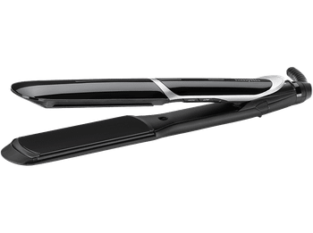 Plancha de pelo - BaByliss Sleek Control Wide, Placas anchas 35 mm, Cerámica con turmalina, 6 temperaturas, Iónica, ST397E, Negro