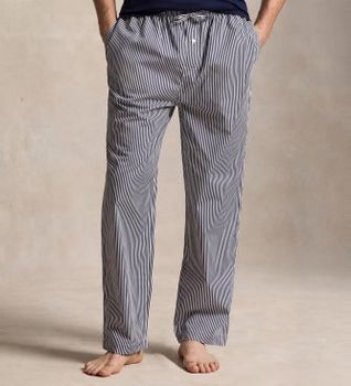 Polo Ralph Lauren para hombre. 714899509050 Pantalón de pijama de algodón con rayas marino (L), Homewear