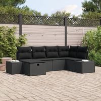 juego de sofa de jardin de 6 piezas con cojines negro poliratan v5856 unico  negro