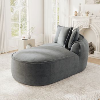 Sofá Chaise Longue Derecha Gris, Modular, De Chenilla Y 164 × 92 × 67 Cm