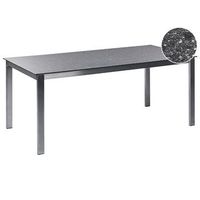 mesa de comedor de jardin de 6 plazas 180 x 90 cm tablero de cristal ceramico templado estructura de acero inoxidable negro cosoleto