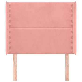 Cabecero Cama Mueble De Dormitorio Con Orejas De Terciopelo 83 X 16 X 118/128 Cm Rosa M02_0004121