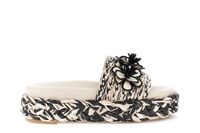 sandalias de cuna con banda de rafia y flores black 35