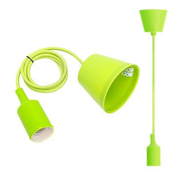 Aigostar Portalámparas Colgante de Plástico E27,100cm Cable con Soporte de Techo,Accesorios de La Lámpara DIY,Verde