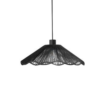 Lámpara Colgante Con Pantalla De Papel Hecha A Mano Y Base Metálica Estilo Rústico Boho Negro Migori