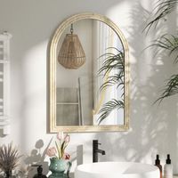 espejo de pared de ps vidrio templado homcom 60x90 cm beige