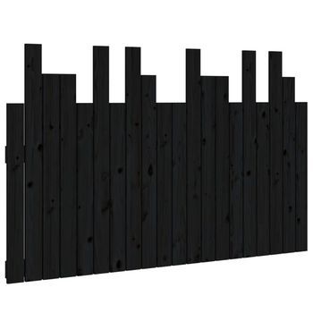 Cabecero De Cama De Pared Madera Maciza Pino Negro 127,5x3x80cm