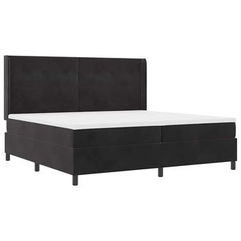 Cama Tipo Box Spring Con Cabecera Negro 200 X 200 Cm Terciopelo