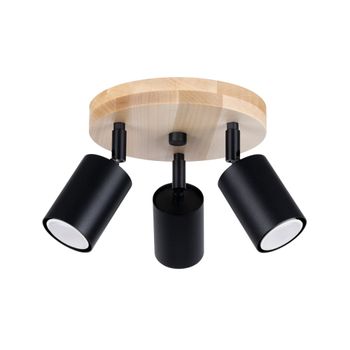 Lámpara de techo madera negra acero/madera alt. 12 cm