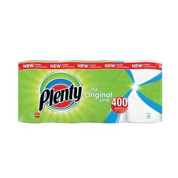 Plenty Double Kitchen Roll 100 Sheet Roll Ref 1105191 [Pack 4]