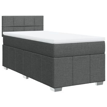 Cama Box Spring Con Colchón Tela Gris Oscuro 90x190 Cm Vidaxl
