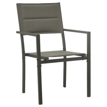 Pack 2 Uds Sillas De Jardín | Silla De Exterior | Sillón Acero Y Textilene Gris Y Antracita