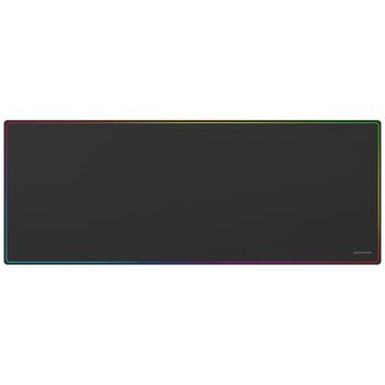 Mars Gaming MMP224, Alfombrilla Gaming XXL 880x330mm, Diseño de Bordes Rainbow, Base Antideslizante de Caucho Natural, Superficie Nanotextil de Alta Precisión, Alfombrilla de Ratón Flexible XXL Negra,