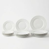 vajilla completa 12 piezas porcelana blanca para 4 personas vajilla sevilla relieve ala plana apta