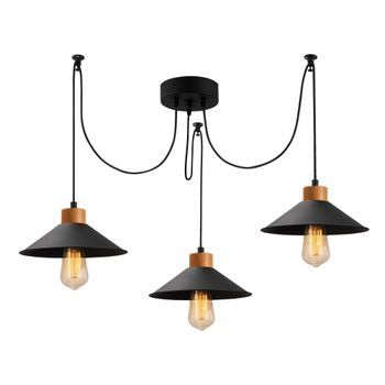 Lámpara De Techo Manavgat-n-546 Negro Metal Madera Diámetro 114x100 Cm