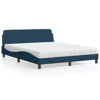 cama matrimonial  cama para adultos  cama con colchon terciopelo azul 160x200 cm