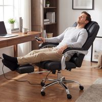 silla de oficina giratoria regulable en cuero autentico negro