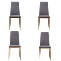 pack 4 sillas salon comedor color gris estilo moderno estructura metal efecto madera 98x42x48 cm