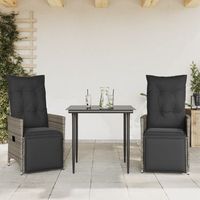 pack 2 uds sillones reclinable jardin  silla de jardin  silla de exterior y cojines ratan sintetico gris