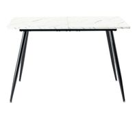 mesa de comedor rectangular de estilo escandinavo efecto marmol blanco 120x75cm