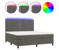 cama box spring colchon y led terciopelo gris oscuro 180x200 cm liso con clavos
