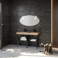 mobiliario de bano de suelo 120 cm 2 caballetes de metal y lavabo de hpl  diamante