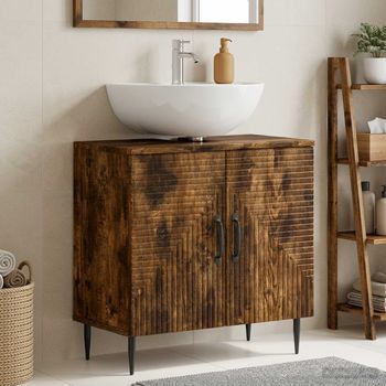 Vidaxl Mueble De Lavabo Para Baño Haarlem Roble Ahumado