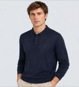 Michael Kors para hombre. CF260727AP Polo Core Merino Azul Medianoche (S), Casual, Lana, Manga larga, Marino