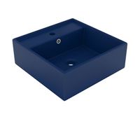 vidaxl lavabo cuadrado rebosadero ceramica azul oscuro mate 41x41cm