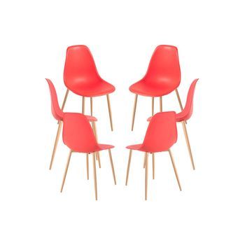 Pack 6 Sillas Mykle De Polipropileno 85*46*38 Cm - Rojo