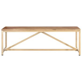 Mesa De Centro 120x60x40 Cm Madera Maciza Y Acero Con Recubrimiento En Polvo - Marrón