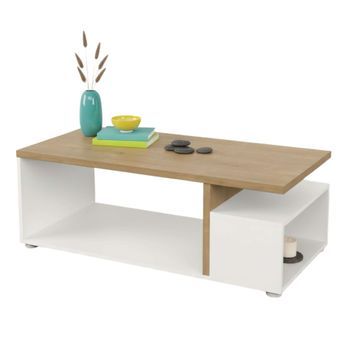 Mesa Centro Fija Acces  Color Roble Hamilton Y Blanco Mate 92x50 Cm