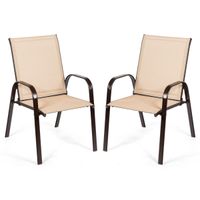 costway juego de 2 sillas de comedor con reposabrazos curvos tela facil de secar marco de metal reforzado asiento ancho para piscina