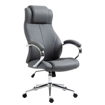 Silla De Oficina Salford De Cuero Auténtico Gris 79x64x120 Cm Clp