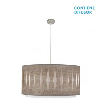 FABRILAMP Colgante con pantalla Gris madera Niquel modelo Alexandra