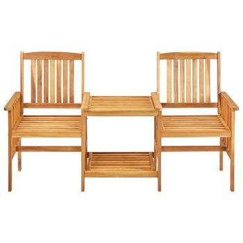 Sillas De Jardín | Silla De Exterior | Sillón Con Mesita Madera Maciza Acacia 159x61x92 Cm