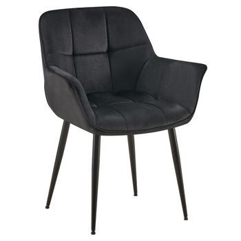Silla De Comedor Roseville En Terciopelo Negro 58x65x85 Cm Clp