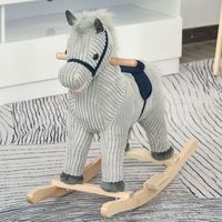 caballito balancin para ninos 3 anos con sonidos gris y azul homcom
