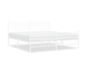 Estructura cama metal con cabecero y pie cama blanco 183x213 cm con cabecero y pie de cama